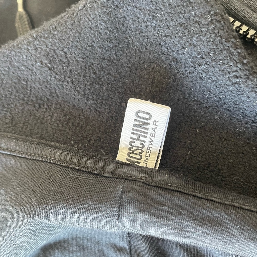 Moschino Black Hoodie Zip Up Logo Tag Large - Picture 7 of 11